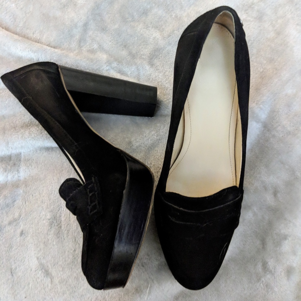 Calvin Klein Black Suede Platform Heels
